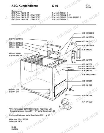 Взрыв-схема холодильника Aeg ARC2642-2 GT - Схема узла Housing 001